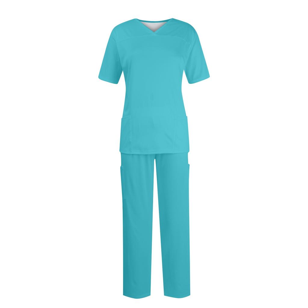 Women Short Sleeve V-neck Tops+Pants Working Set Suit Loose Casual Short Sleeve T Shirts Top And Long Pants Tracksuit