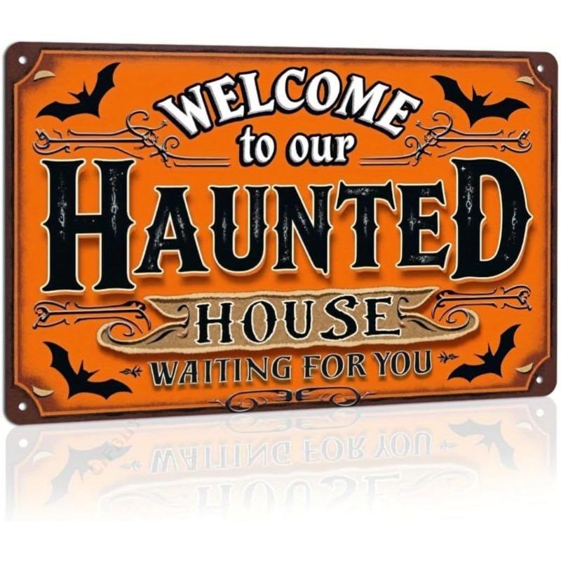 Halloween Metal Wall Sign Spooky Decor 20x30cm