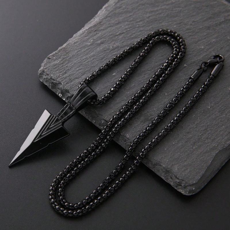 1pc Punk Style Arrow Shaped Pendant Necklace, Birthday Gift For Boyfriend, Suitable For Daily Wear