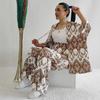 Temu 2024 Summer Women's Loose Plus Size Printed Set: Mid-Sleeve Shirt & Wide-Leg Pants