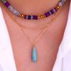 Vintage Waterdrop Pendant Necklace Natural Women Choker Colorful Stone Necklace  Accessories