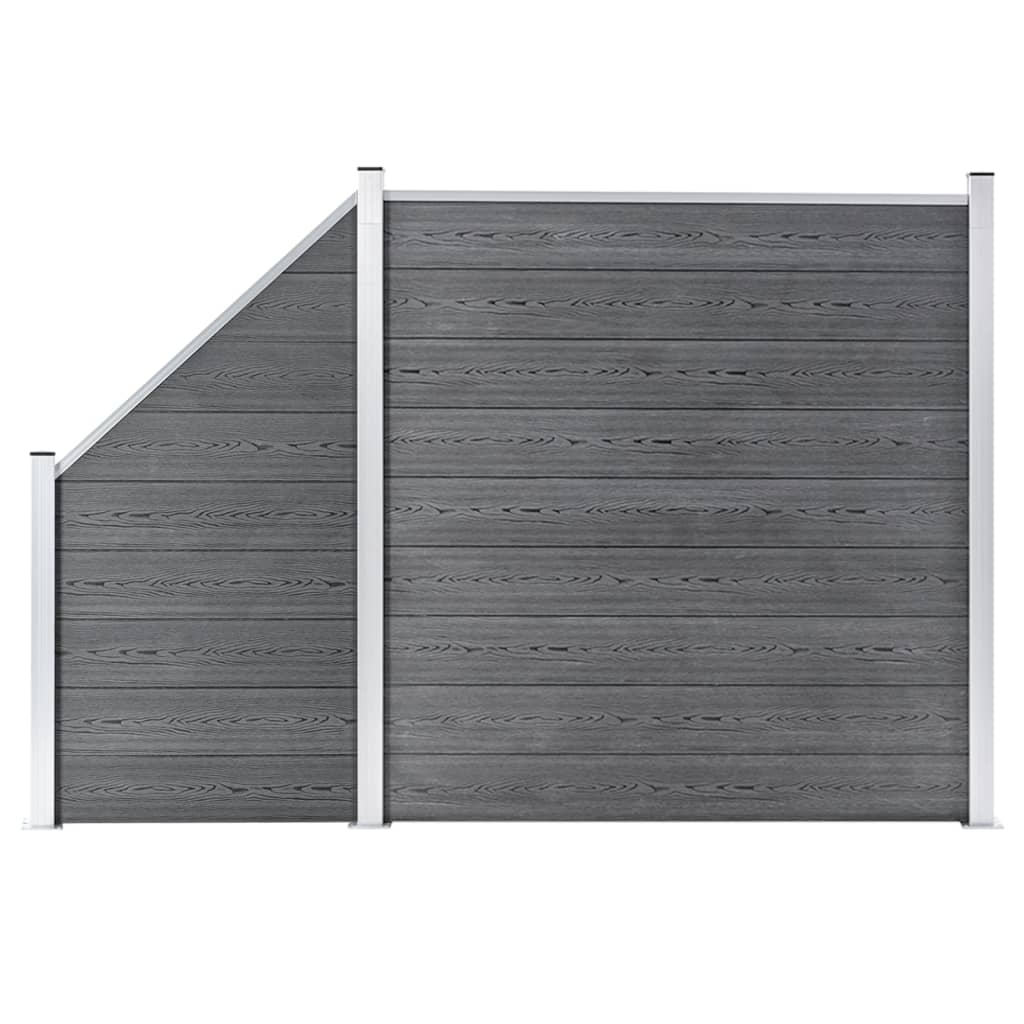 WPC Fence Set: 1 Square Panel + 1 Diagonal Panel 273 X 186 Cm Grey