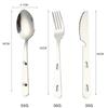 3Pcs/Set Portable Stainless Steel Tableware Fold Knife Utensil Spoon Set Spoon
