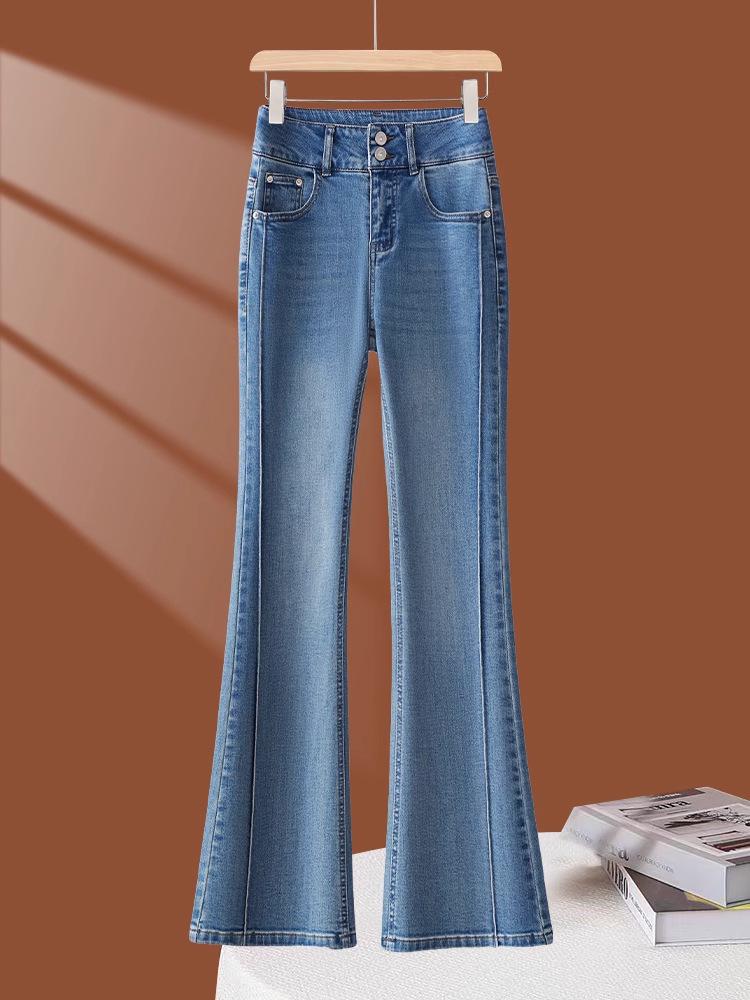 

Light Blue High-Waisted Slimming Bell-Bottom Jeans - Women s Casual Micro-Flare, 2026 Spring/Summer Collection S / 26 [85-95 lbs]