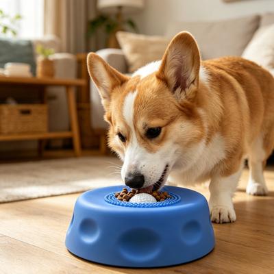Dog Lick Bowl Ball with Non-Slip Interactive Rotating Ball Design Slow Feeder Feeding And Boredom Relief Bowl for Wet Food Yogurt Peanut Butter