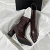 Year pointed thick heel commuting versatile thin boots high heel short boots show thin wind increase