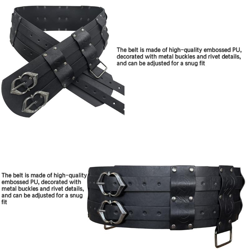 PU Leather Waist Belts with Metal Buckle Adjust Length Medieval Waist Belt Woman Jeans Dresses Skirt Coat Waistband