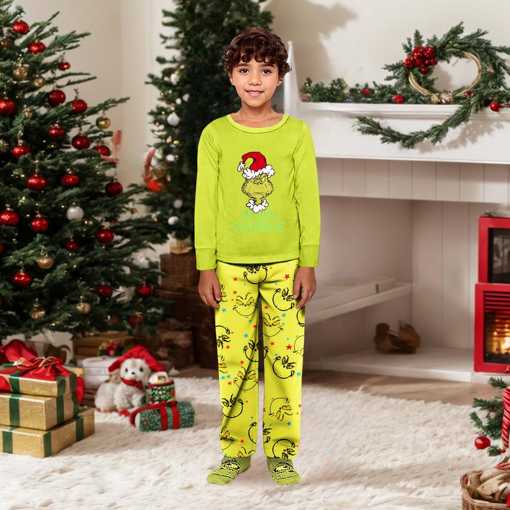 Parent-child Christmas Print Home Suit Long-sleeved Top And Pants