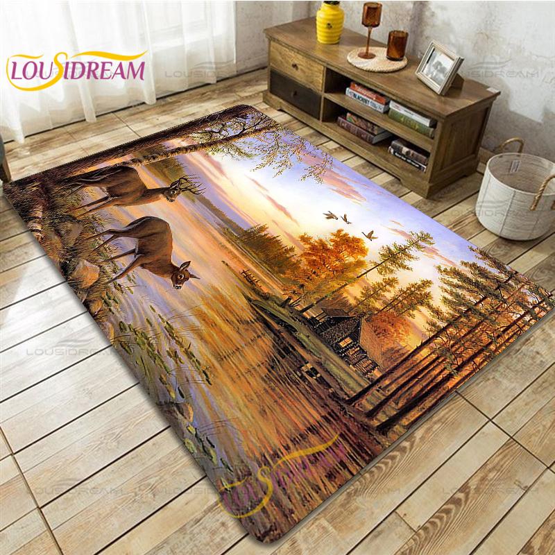 Wild Animals Deer Wildebeest Carpet for Living Room Bedroom Rug Kitchen Door Kids Unslip Floor Mats Birthday Gift Alfombra Rug