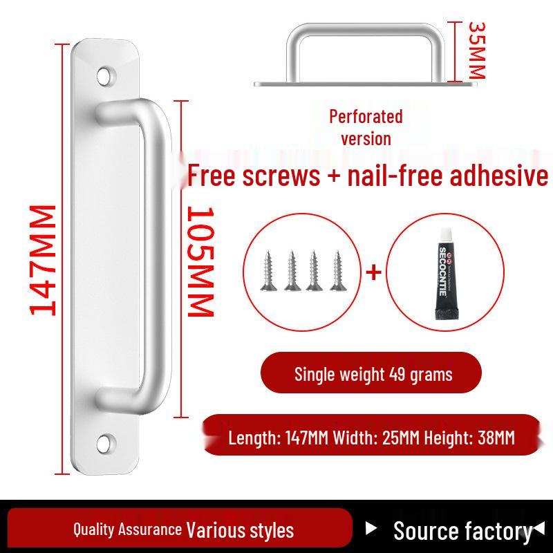 Aluminiumlegering Deurklink zonder Boren voor Glazen, Stalen, Kunststof Balkon-, Schuif- en Kastdeuren