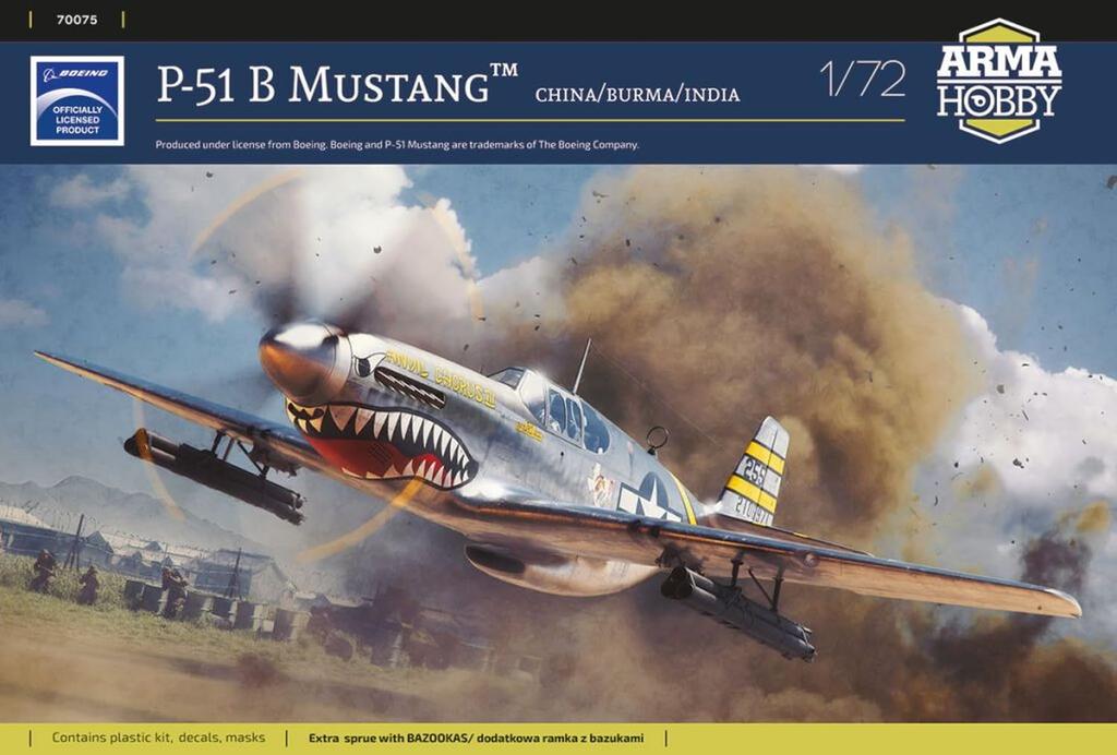 Arma Hobby 1/72 Scale P-51B Mustang China-Burma-India Front Plastic Model Kit ADL70075 (Airplane)
