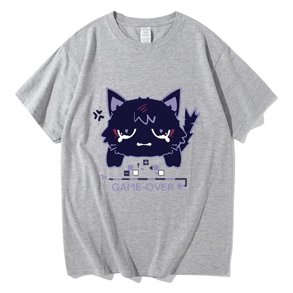 Genshin Impact Scaramouche Cat T Shirt Unisex Women Clothing Harajuku Halloween Tops Vintage Unisex Cotton Graphic T Shirts