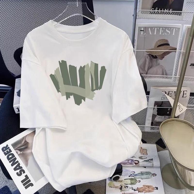 Damen Weiß Reine Baumwolle Locker Geschnitten Kurzarm T-Shirt - Sommer 2025 Kollektion