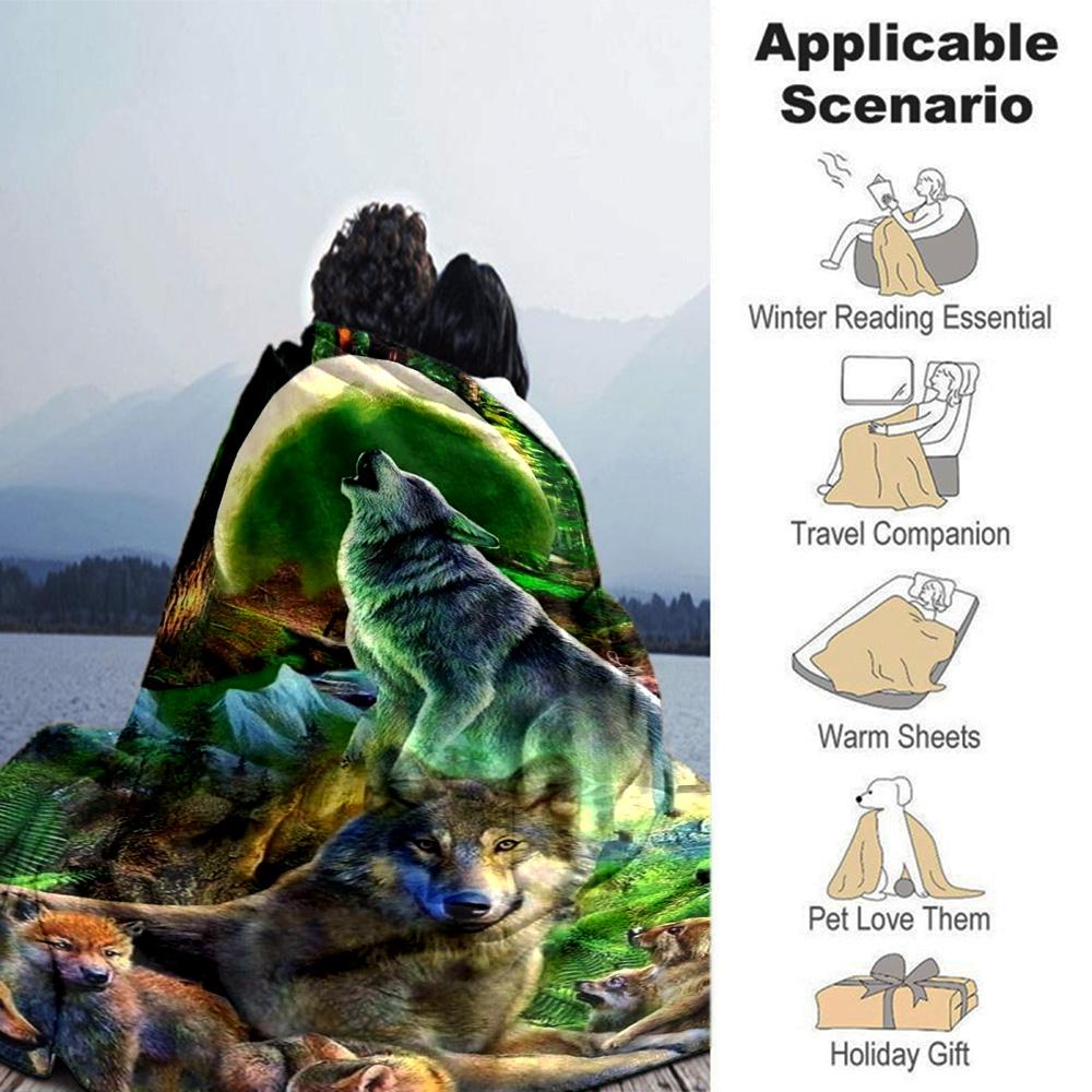Wolfsmuster Flanelldecke Hohe Qualität Warm Bequem Decke für Alle Jahreszeiten Perfekt für Geschenke Heimdekoration