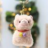 Fluffy Plush Alpaca Keychain with Vibrant Colorful Bells Cute Charm for Backpack Car Key Pendant