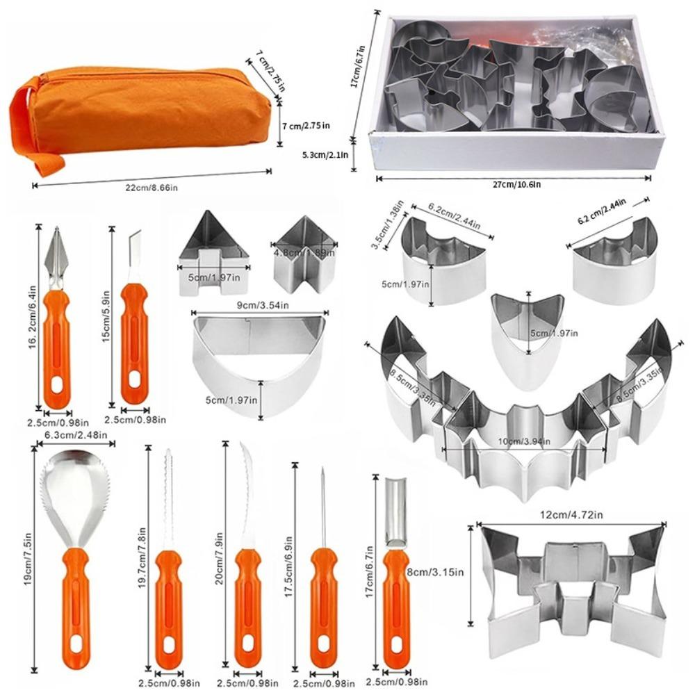 Halloween Pumpkin Carving Set, Pumpkin Face Cookie Cutter and Pumpkin DIY Cake Tool Set 10/12 Stainless Steel Mold Carving Knife