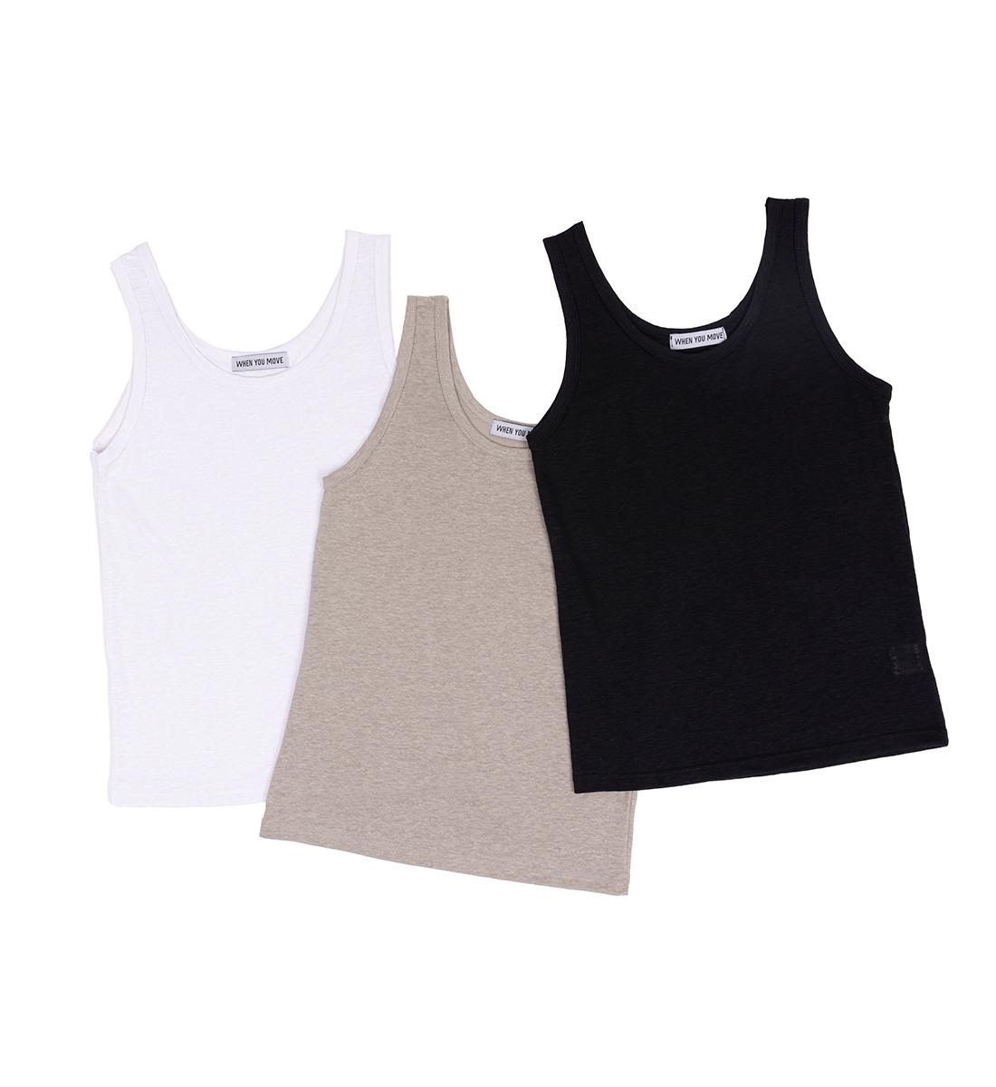 When You Move Women S Linen Round Sleeveless T-Shirt (3 Colors) Black/White