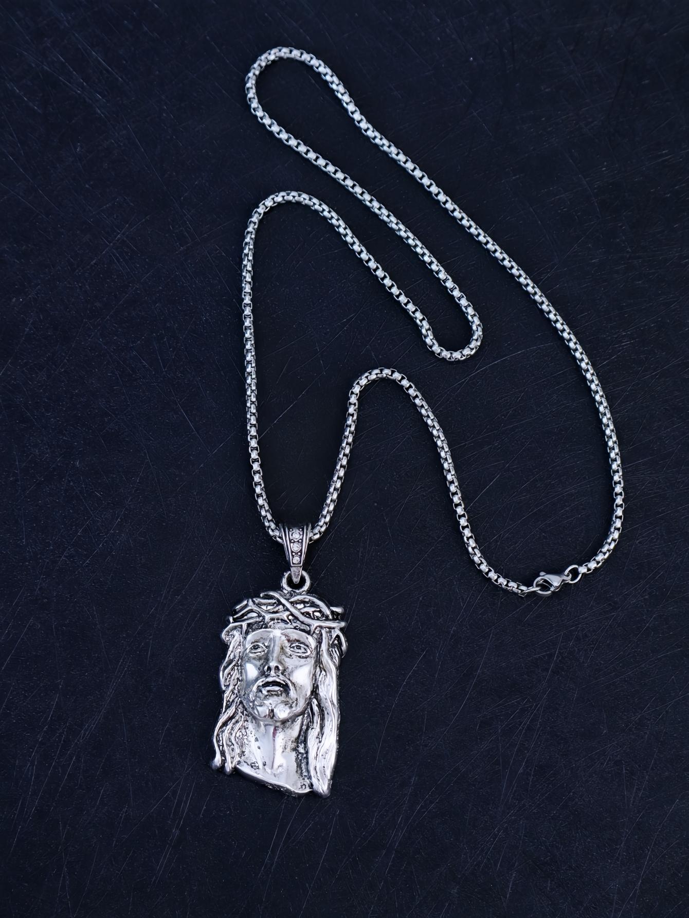 

6 Sizes Hip Hop Punk Style God Jesus Head Deluxe Gold Plated Pendant Collar Necklace Figaro Chain Men Women Jewelry 50cm