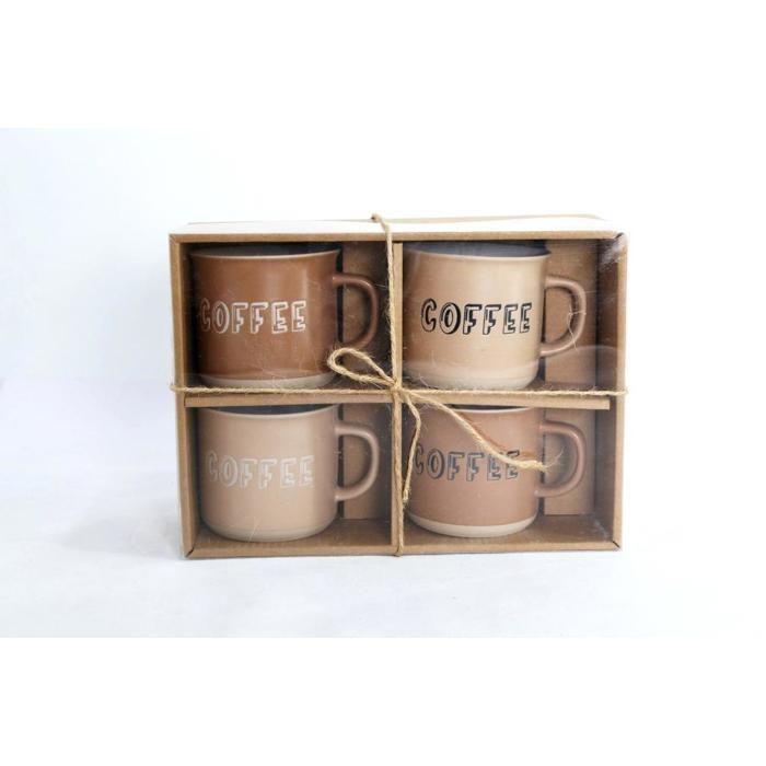 Mug - ITEM - Set De 4 - Grès - Cylindrique - 28,5 Cl - Marron