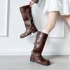 Sheepskin version~ stand tube catwalk belt buckle fashion boots autumn and winter new retro thick heel but knee high boots long boots