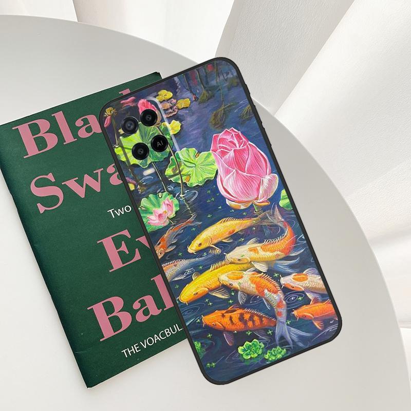 Koi Carp Fish Painting Case For Oppo A96 A76 A16 A15 A17 A52 A72 A54S A57S A58 A78 A98 A57 A77 A54 A74 A94 Cover
