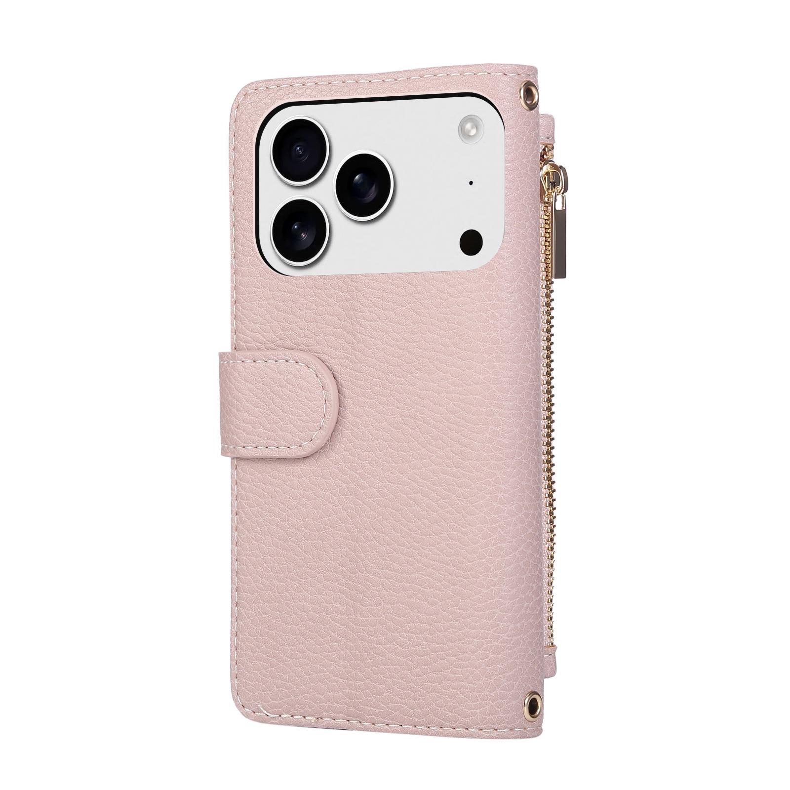

iPhone 17 Pro Max Lychee Plaid Leather Zipper Case iPhone 15 Pro Max