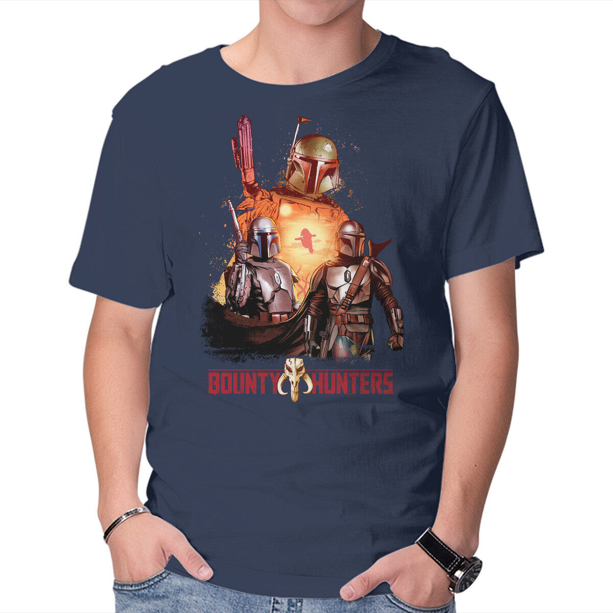 Unisex Crew Neck T-Shirt Bounty Hunters Graphic Short Sleeve Casual Tee S