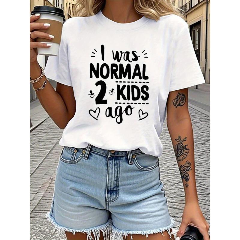 

European sizes I Was NORMAL Before Having 2. A Humorous Take on Parenting: Women S Short-Sleeve Round-Neck Casual T-Shirt with Printed Text 4XL білий