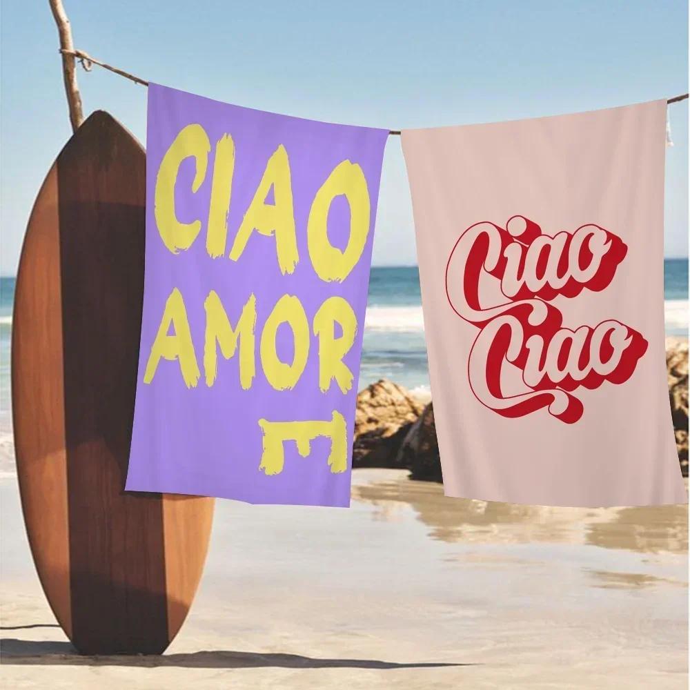 Minimalism Decor Ciao Amore With Love Cartoon Beach Towel Cute Kawaii Room Decor Bath Girls Children Hand Towels For Bathroom