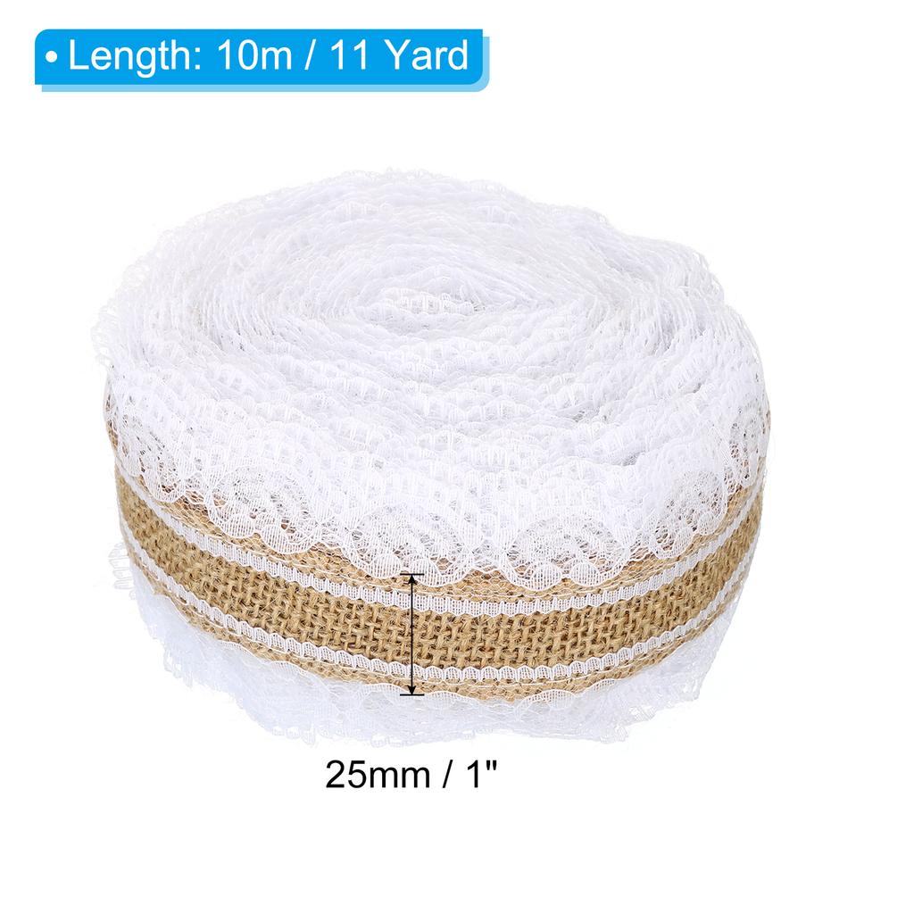 Burlap Fabric Ribbon Natural Wrapping Wired Jute Lace Crafts Roll Floral Sided for Home Wreath Wedding Christmas Decoration
