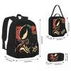 Venom Venomous Fury 3pecs/set Backpack for Teenage High School Shoulder Bag Lunch Bag Pencil Case