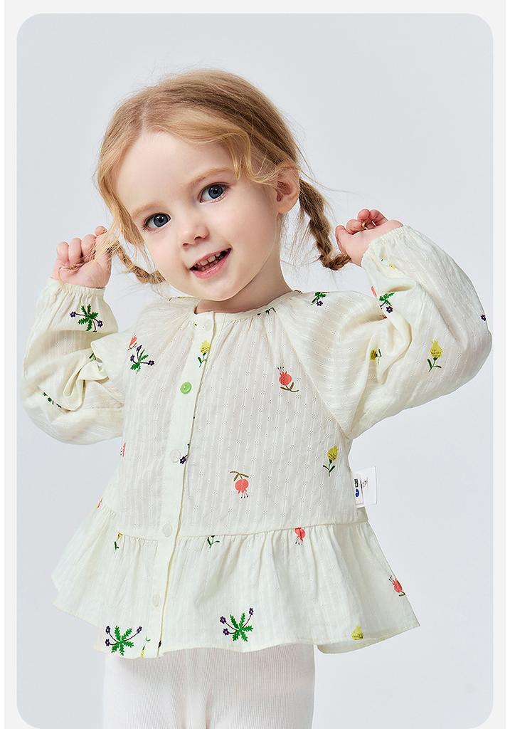 Mini Balabala Baby Girl Air Conditioning Shirt Made of Pure Cotton, Soft and Breathable Sunshade Coat for Summer 2026