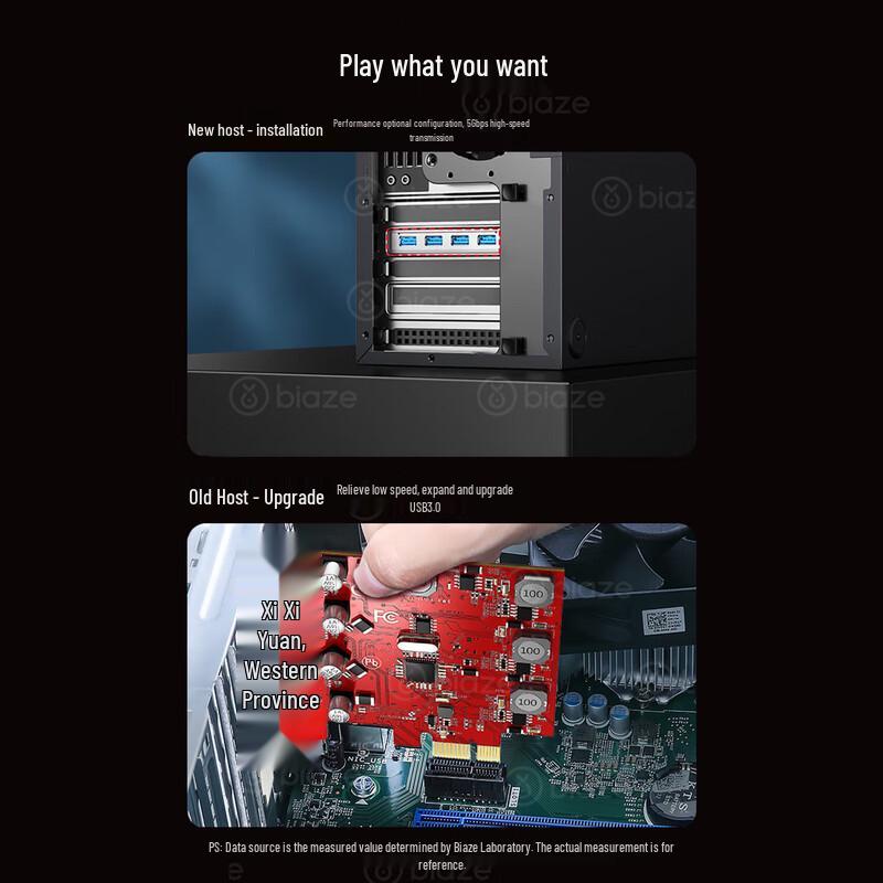 BIAZE PCI-E zu 4-Port USB 3.0 Erweiterungskarte