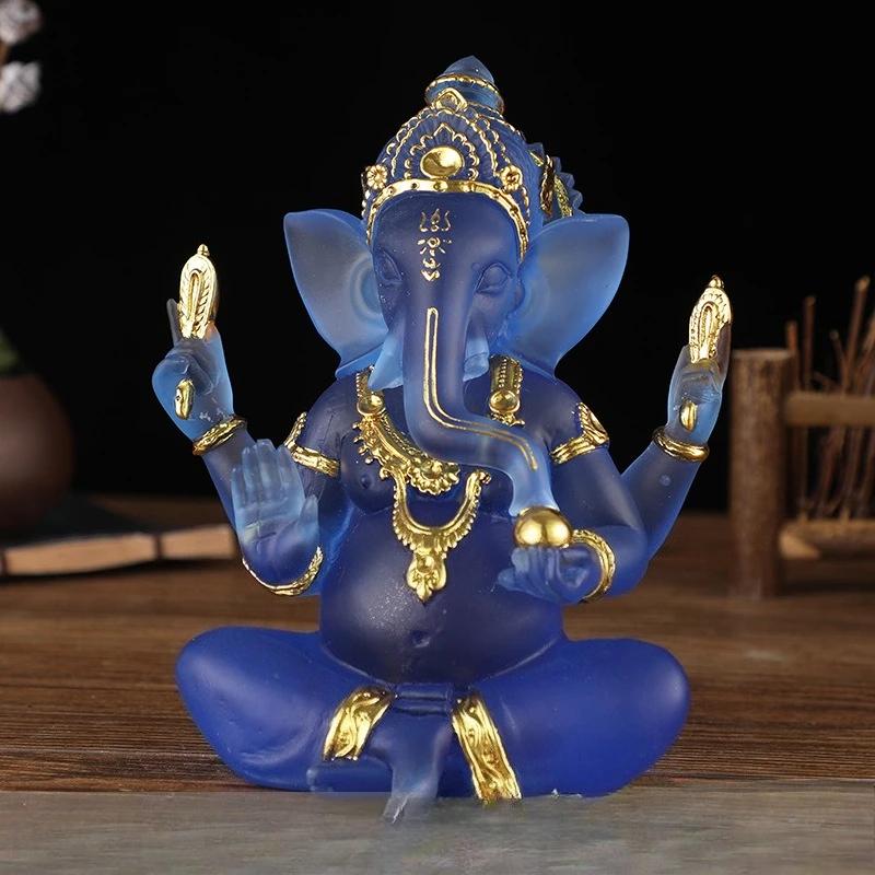 

Handmade Resin Lord Ganesha Statue Elephant God Ganpati Figurine for Home Altar Hindu Decor Prosperity Gift
