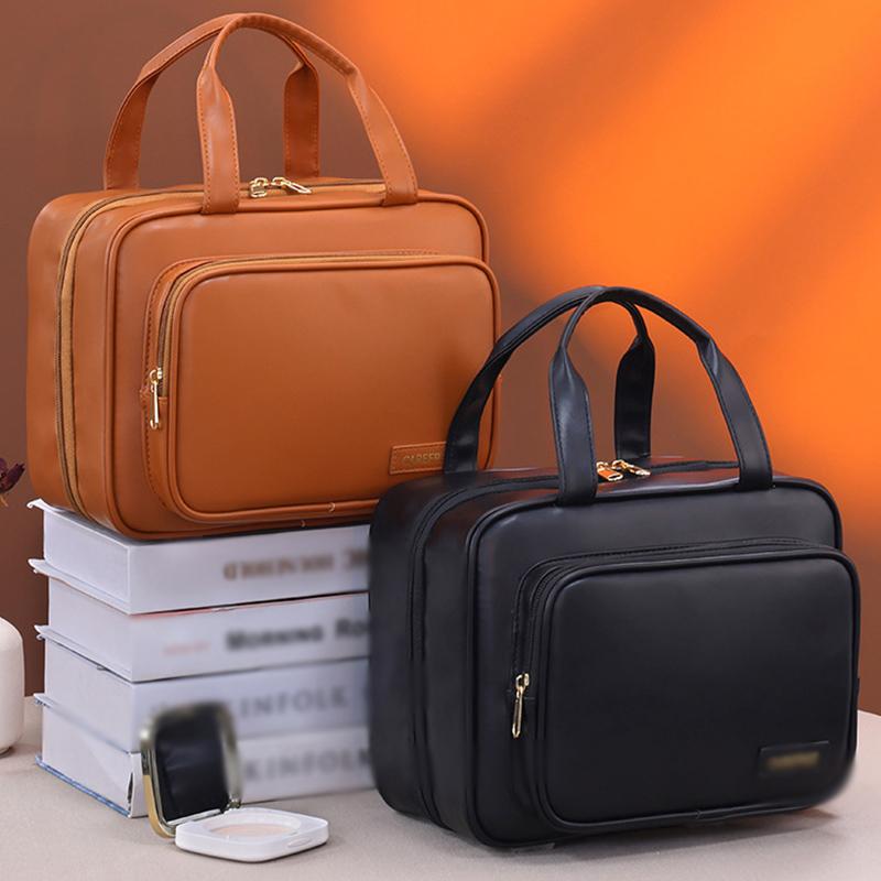 New PU Leather Cosmetic Bag For Women Multifunctional Portable Storage Makeup Bag Large Capacity Travel Toiletry Storage Bag