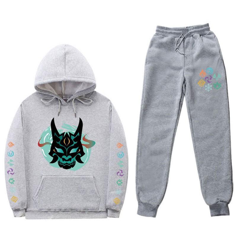 Mens Casual Hooded Sweatshirt Set With Slim Fit Jogger Pants Daily Wear Light Exercise