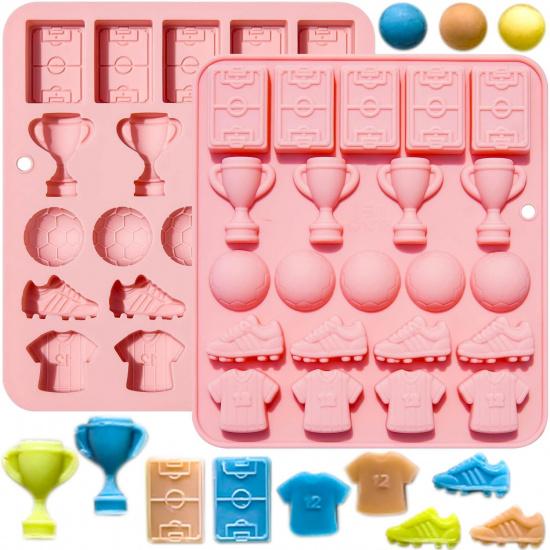 2 Pack Golf Ball Chocolate Molds 32 Cavities Golf Ball Sports Silicone Ice Cube Molds Golf Bags Shirts Golfer Shapes Mould for Chocolate Candy