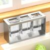 Multi Functional Independent Drain Storage Rack Kitchen Tabletop Knife Fork Rack Household Tableware Carbon Steel Storage Shelf