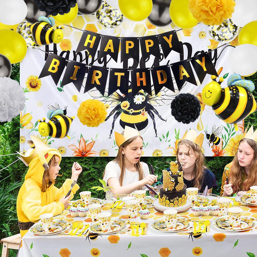 Ladybug Balloon Paper Flower Ball Set, Bee Frog Insect Animal Birthday Party