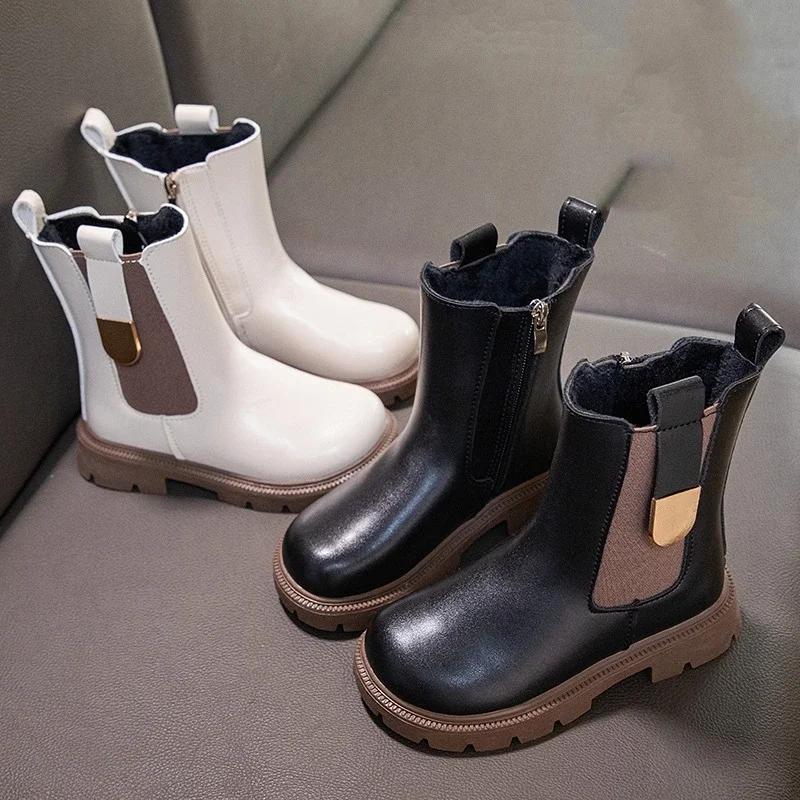Autumn Winter Girls' Boots Kids Shoes Girl Fall Chelsea Boots British Child Winter Warm Waterproof Ankle Boots