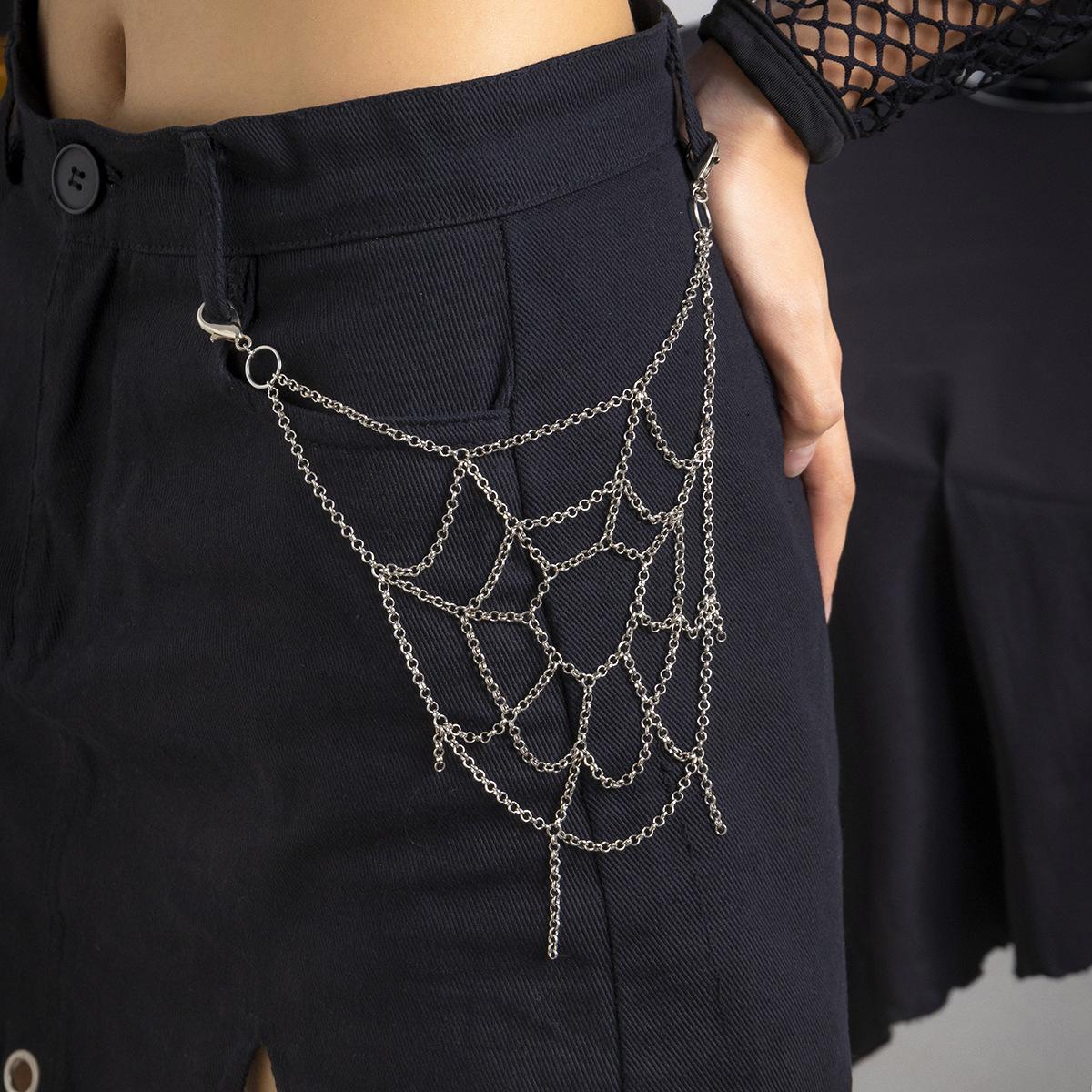 Sweet and Cool Woman Body Jewelry Punk Sexy Items for Women’s Gothic Style Bodychain Spider Web Trouser Chain Hip Hop Dark 18