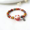 Pulseira de gato da sorte fofa para meninas, pulseiras ajustáveis de contas coloridas, pingente de gato de cerâmica Harajuku, pulseiras com pingente, joias