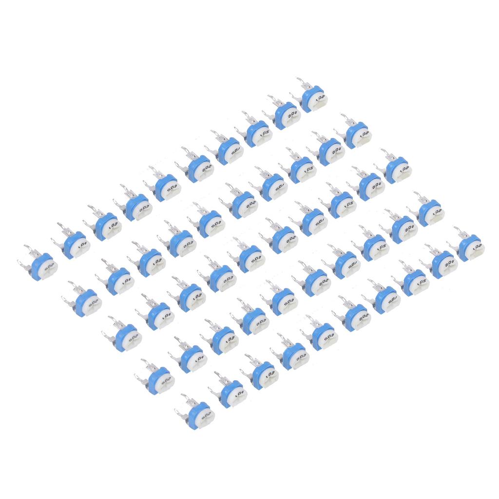 100 Pcs Variable Resistor 10 Values 500R To 1M RM065 Blue White Trimmer Potentiometer Assortment Kit