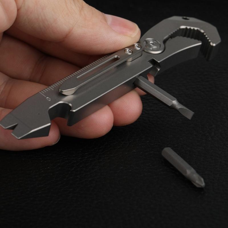 Multifunction Crowbars Screwdriver Bottles Opener for Camping Hiking Repair Titaniums Alloy Pry Bar Multipurpose Wrench