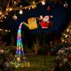 Solar Lights Outdoor Santa Watering Can Kettle Lights LED Fairy Lights Waterproof Metal Garden Lantern for Yard Patio Lawn Pathway