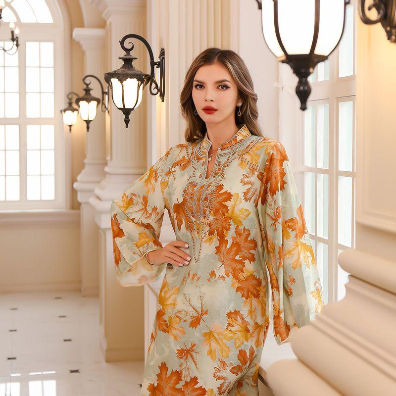 Summer Big Robe Dress2025 Women clothes Summer Middle East Dress Print Long dress Dubai Robe