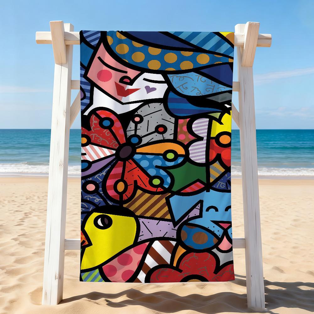 Fashion print R-Romero B-Britto Towel Drying Bath Towel Applicable To Light Swimming Camping Yoga Beach Out