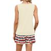 Women Summer Casual Two Piece Set Sleeveless Tank Top with Square Neck and Drawstring Waist Shorts with Pockets Lightweight Lounge Outfit