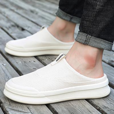 Siatkowe Oddychające Męskie Półkapcie Sub-trend Wszechstronne Kapcie Buty Męskie Qing Baotou Klapki Wygodne Modne Minimalistyczne Wszechstronne Buty