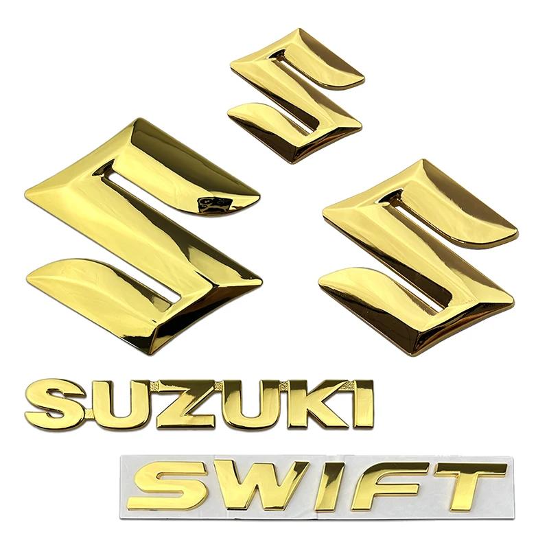 3D Badge Steering Wheel Sticker Car Front Emblem Rear Trunk Logo For SUZUKI Swift Metal Alloy Modified Letter Decoration